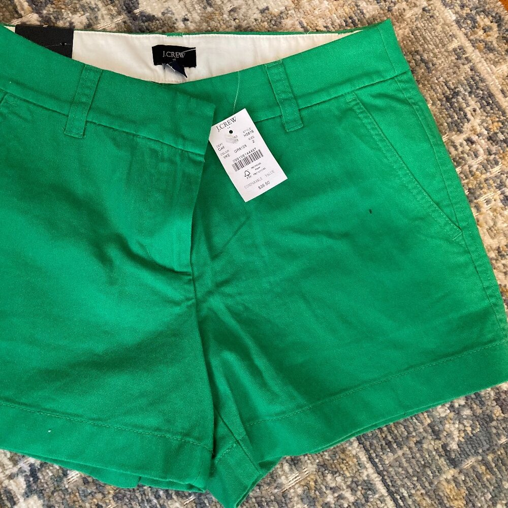 NWT J.CREW Factory - 3.5" Cotton Chino Short - Clover Green - size 2